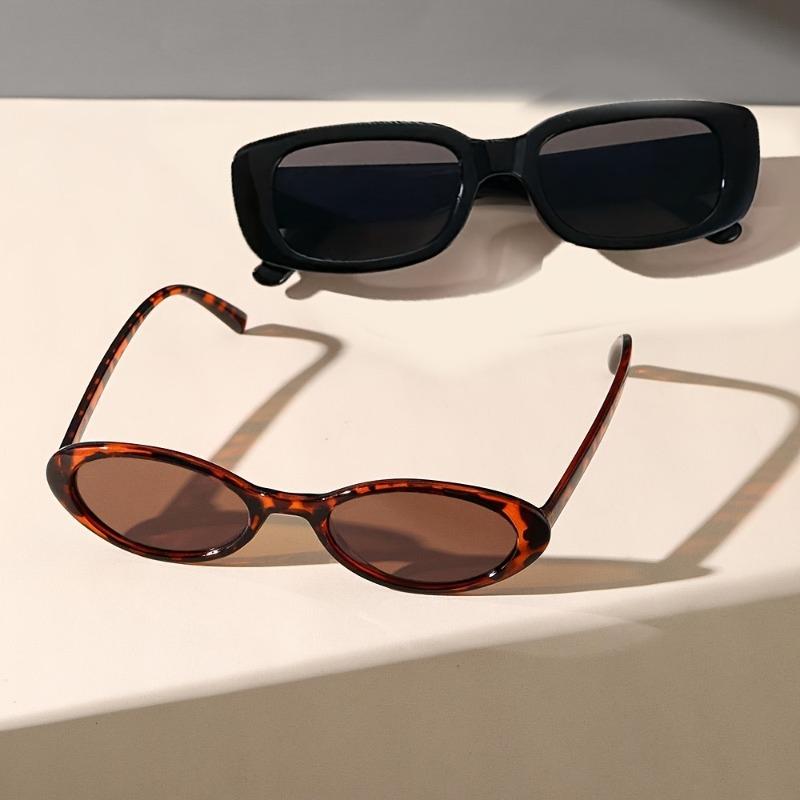 2PCS Women Small Oval Sunglasses Vintage Women's Brand Designer Sun Glasses Fashion UV Protection Shades