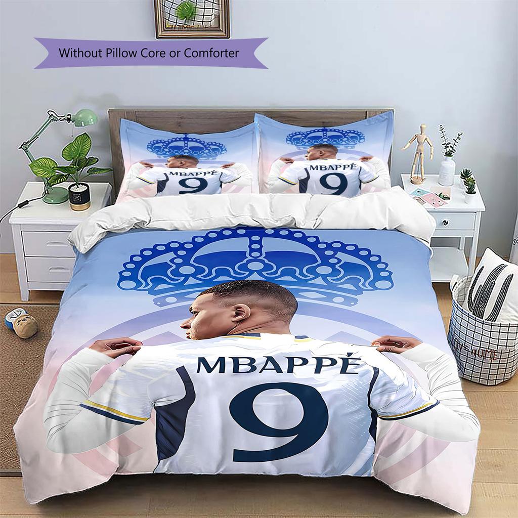Mbappé Pattern Bedding,Quilt Set Quilt Cover Pillowcase Home Birthday Gift(1 * duvet cover + 2 * pillowcase, without core)
