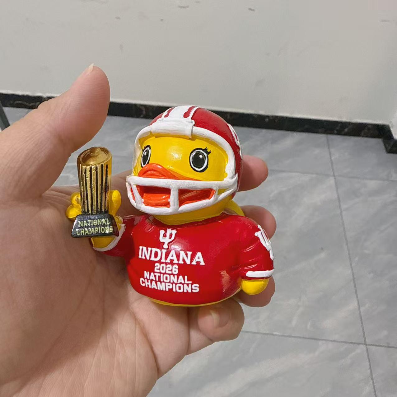 Indiana University 2026 Championship Yellow Duck Resin Ornament