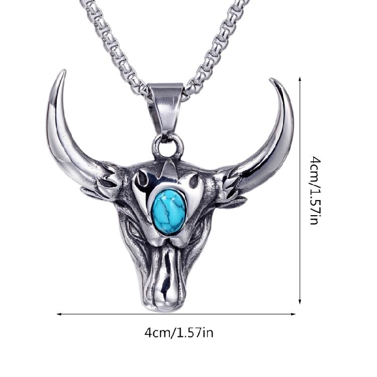 Stier voor Hoofd Turkoois Ketting Hip Hop Hanger Ketting Constellatie Sieraden