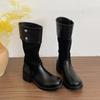 Stylish niche splicing pleated stacking boots women's thick-soled thick-heeled boots knight boots thin tall locomotive boots