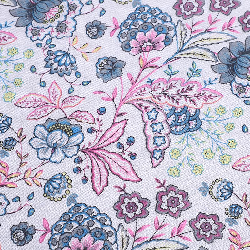 Floral Linen-Style Cotton Fabric for Clothes, Lining, Sofa, Tablecloth, Curtain, and Pillowcase