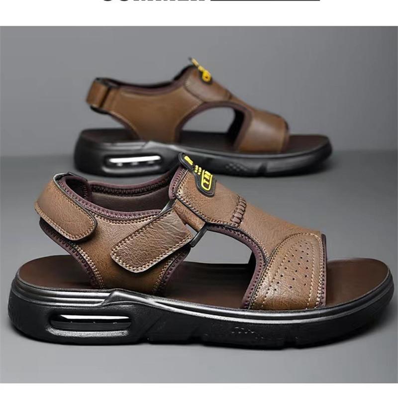 Daily Wear Men's Leather Sandals Stylish Casual Summer Shoes Men Soft Durable Beach Shoes Outdoor Male Sandals Open-toe Slippers