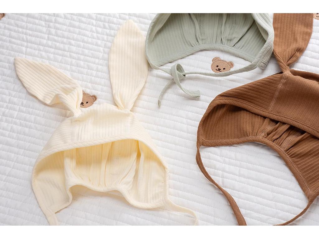 Baby Bunny Ear Hat: Nordic Tie-Up Spring/Summer Fetal Cap with Ear Protection.