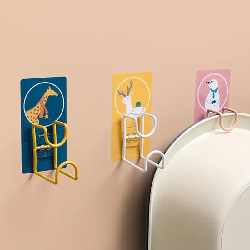 Wall Hanger Hook Waterproof Storage Holder Cartoon Strong Suction Self Adhesive Hook Heavy Load Rack Cup Sucker for Kitchen Bath