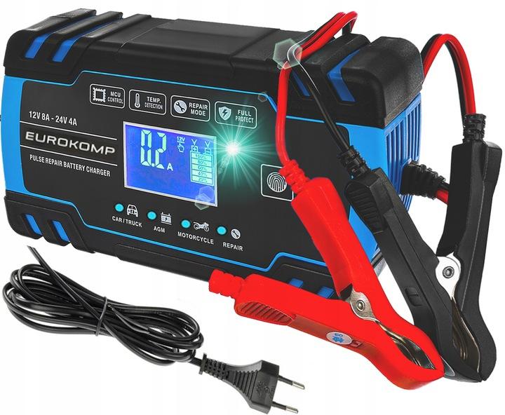Prostownik Ładowarka Do Akumulatora Lcd 12V 24V 8A Funkcja Naprawy Aku.