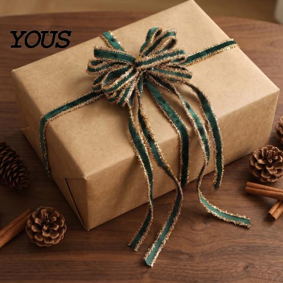 Hanging Bows for Christmas Trees 2 Pcs Velvet Bows, Shiny Bow Tree Decoration Holiday Gift Wrapping Wreath, Garland, Xmas Party, Wedding, Baby Shower,