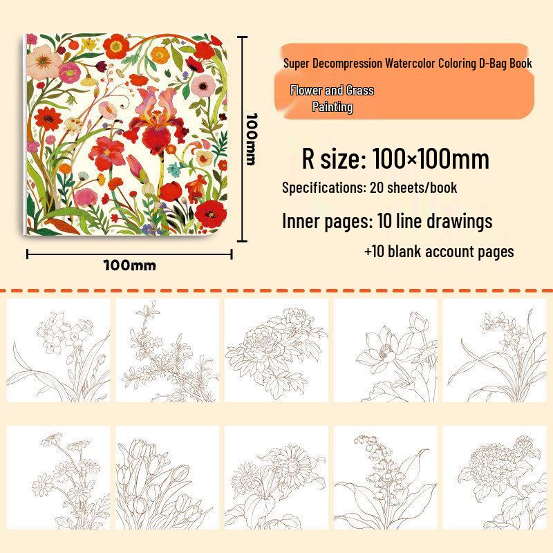 Libro da Colorare Spesso Feile Bird per Bambini con Linee ad Acquerello e Matite Colorate per Alleviare lo Stress