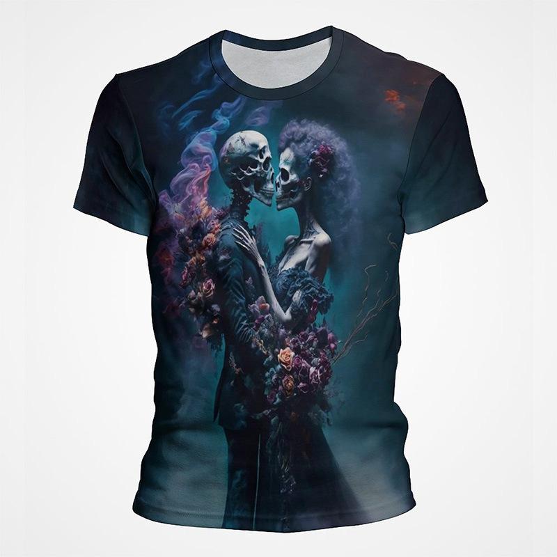 Mexikanischer Totenkopf Tag der Toten 3D-gedrucktes Kurzarm-Herren-T-Shirt