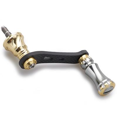 HEIGHTEN 42mm Reel Handle with 15mm Knob Shimano Daiwa Spinning Reel Universal Game Stream Chess Series [Light Fishing] (Gunmetal & Gold) (270)