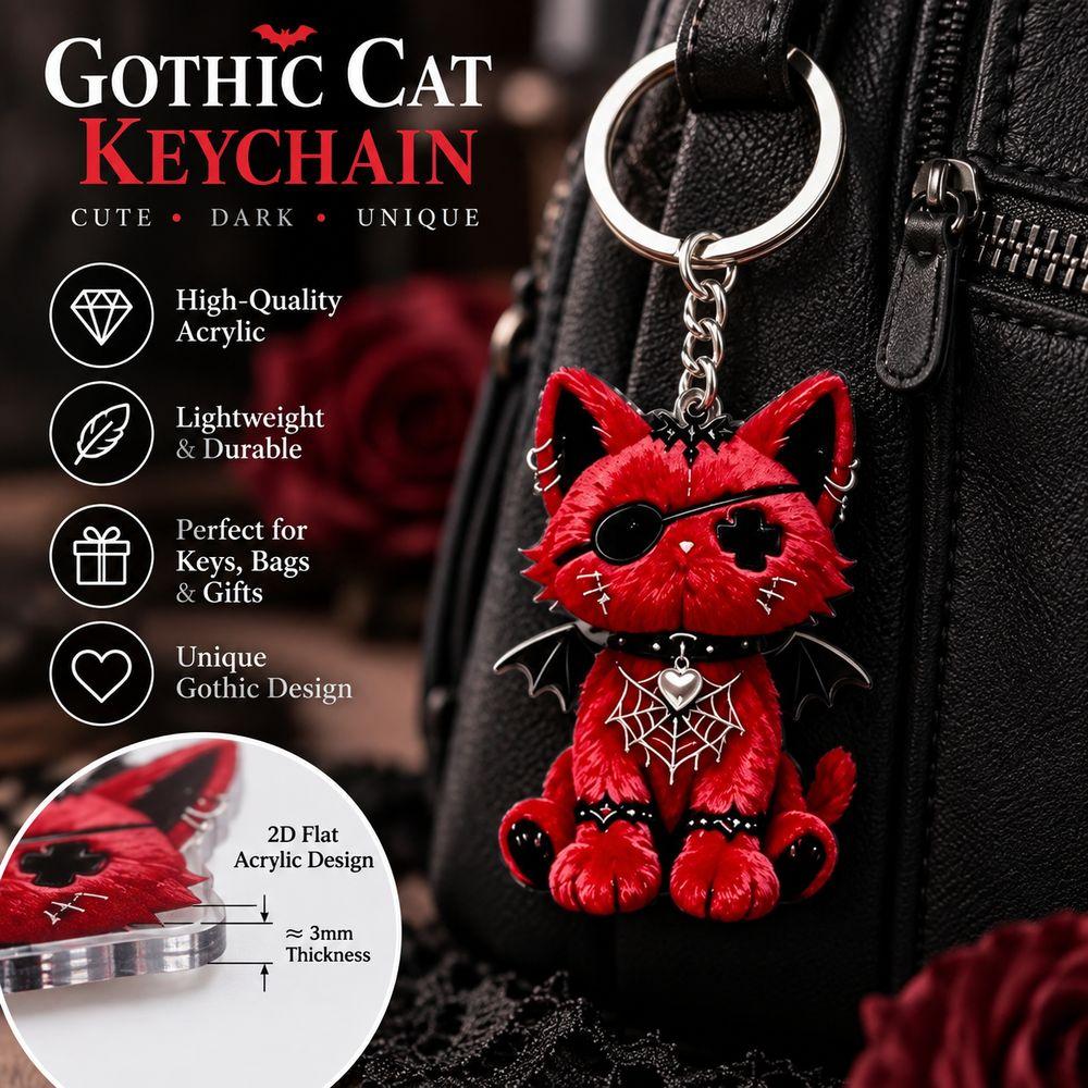 Acrylic Material Cat Keychain Wounded Cat Style Bag Charm Ornament Halloween Accessories