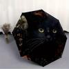 1 Stück Schwarze Katze Blumenmuster Automatischer Öffnungs-/Schließ-Faltregenschirm, Kompakter Tragbarer Reise-Regenschirm, Perfekt für Geburtstag/Weihnachten, Niedlicher Regenschirm
