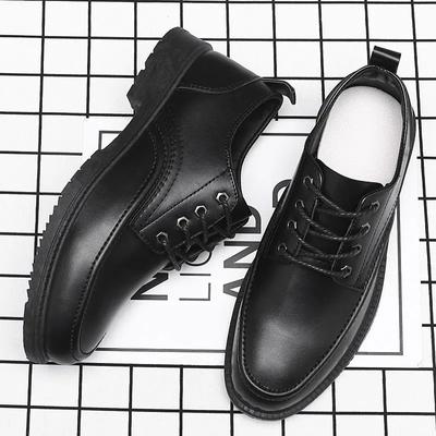 Chaussures en Cuir à Bout Rond Noir à Plateforme et Semelle Épaisse pour Homme Mode de Haute Qualité Chaussure Décontractée pour Homme Adultes Tendance 2024 PU Confortable