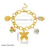 DIEYURO 316L Stainless Steel Golden Hollow Butterfly Colored Rose Flower Bracelet For Women New Classic Wrist Chain Jewelry Gift