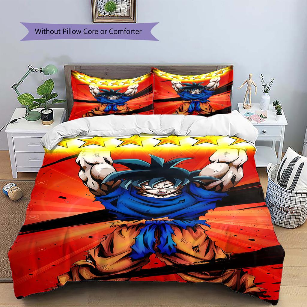 Biancheria da letto con motivo Son Goku, Set piumone Copripiumone Federa Regalo di compleanno per la casa (1 * copripiumino + 2 * federa, senza nucleo)