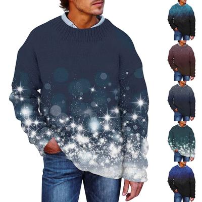Herren Print Faux-Pullover, Rundhals-Sweatshirt, Lockeres Langarm-Oberteil