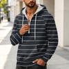Felpa con cappuccio da uomo autunno inverno, stampa gessata, casual, vestibilità larga, con zip, manica lunga, felpa