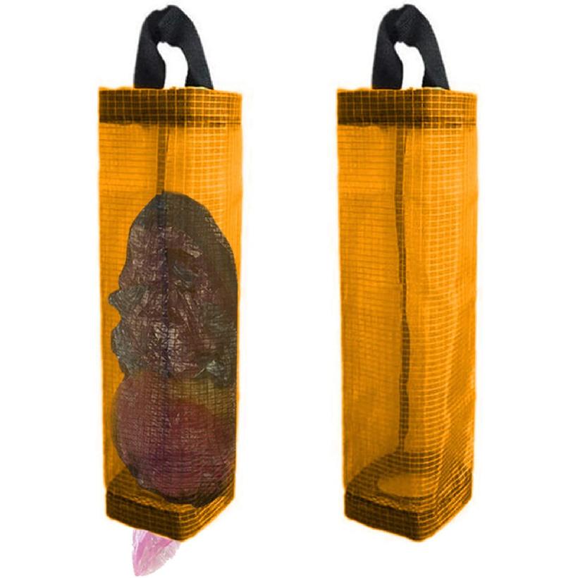 TOGETRUE Plastic Bag Holder, Grocery Bag Holder Mesh Hanging Storage Bag Dispenser (Black 2 Packs)