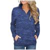 Ladies  Winter Pocket Pullover Long Sleeve Stand Collar Zip Sweatshirt Top