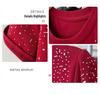 Summer 2026 Plus Size Women's Chic Rhinestone Round Neck Short Sleeve T-shirt