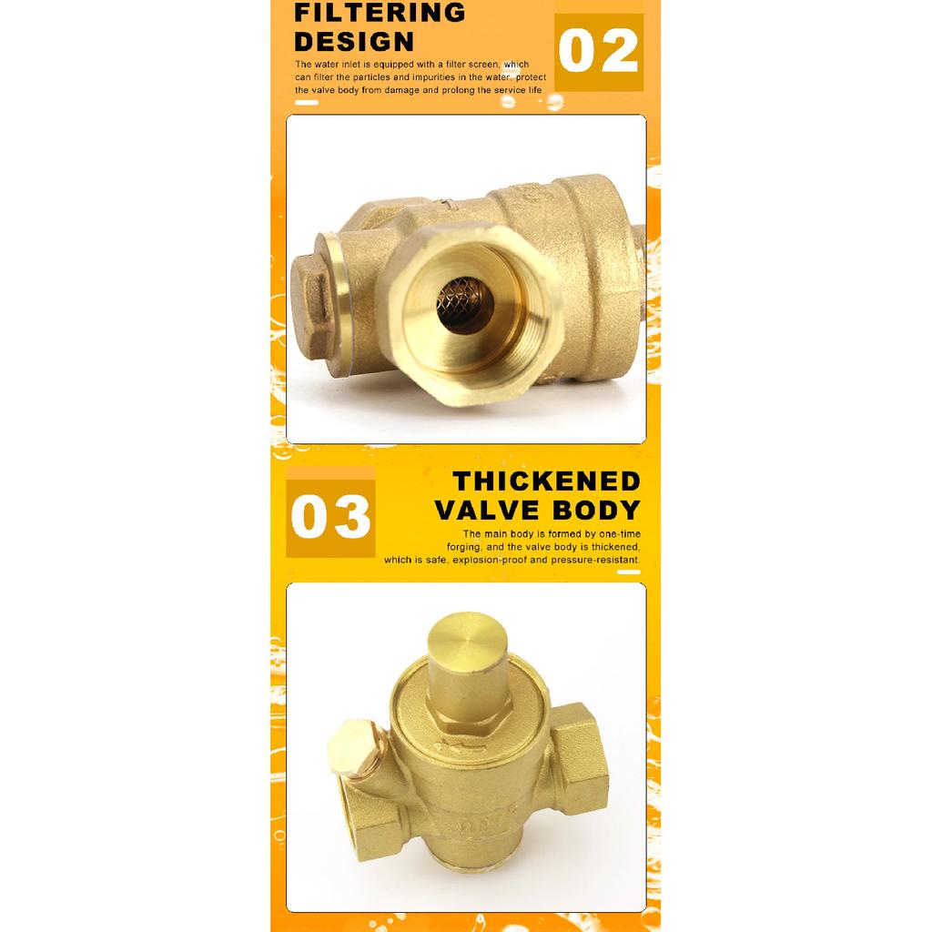 DN15 DN20 DN25 Brass Water Pressure Reducing Maintaining Valve 1/2" 3/4" 1" Adjustable Relief Valve With Gauge Meter