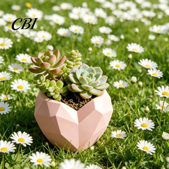 Support de plante vivant Forme de cœur géométrique Pot de fleurs, Pot de fleurs décoratif pour intérieur Design créatif Extérieur, Jardinière Amour Maison Jardin Balcon