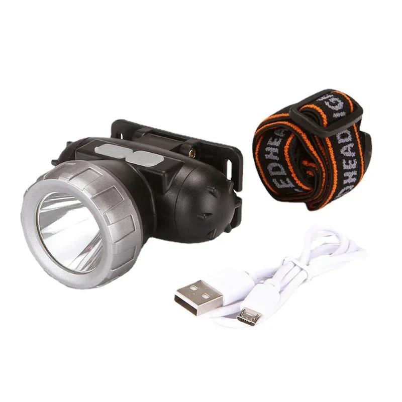 

Портативный светодиодный налобный фонарь с зарядкой от USB и встроенным аккумулятором 18650 для кемпинга, рыбалки и отдыха на природе с 3 режимами освещения