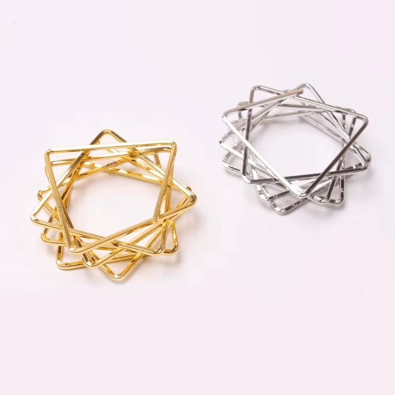 Metal Star Napkin Ring Christmas Polygonal Napkin Holder for Wedding Dinner Party Decor Thanksgiving Holiday Table Decorations