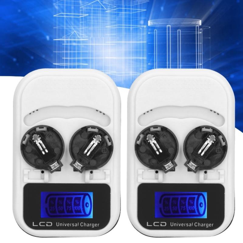 2pcs LCD Button Battery Charger For LIR2016 LIR2025 LIR2032 ML2016 ML2025 ML2032