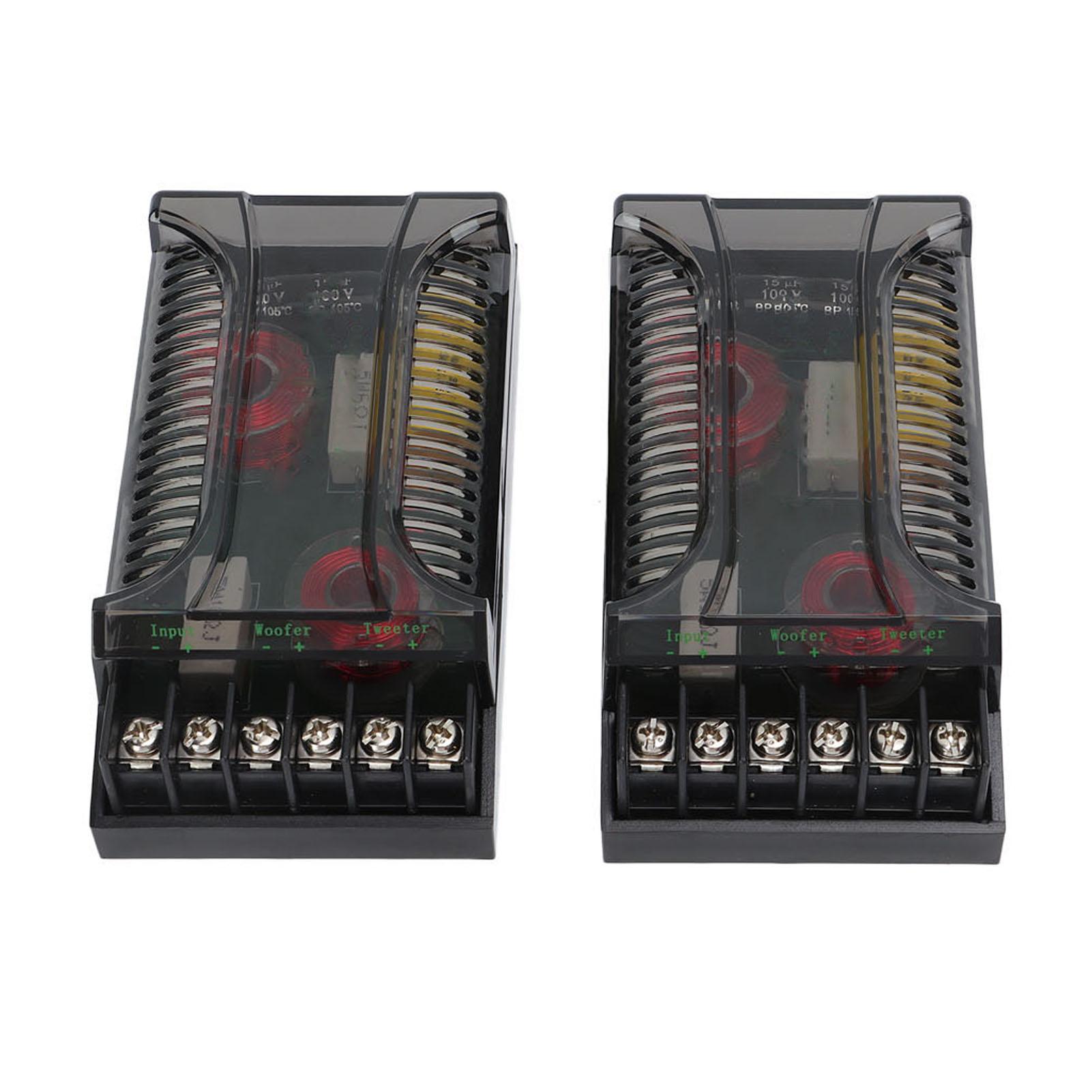 

2pcs 2 Way Car Audio Crossover Overcurrent Protection Universal Speaker Frequency Divider чёрный