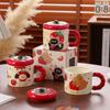 Cute Tomato Mug with Lid Creative Souvenir Gift Water Cup for Girls  High Looking Ceramic Cup  Breakfast Milk Cup