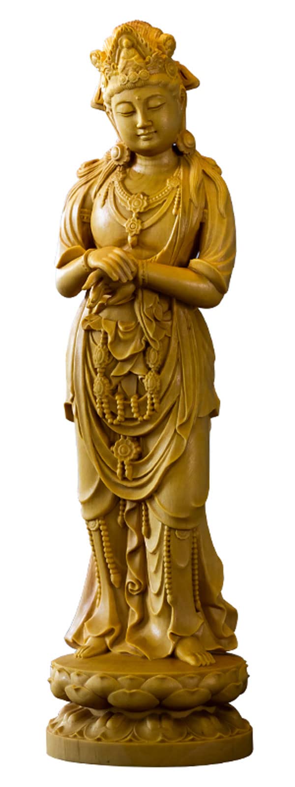 

Деревянная резьба Будда Каннон Каннон Бодхисаттва высокое качество натуральное дерево самшит защитник от зла статуя, статуя, статуя, 20см, резьба,