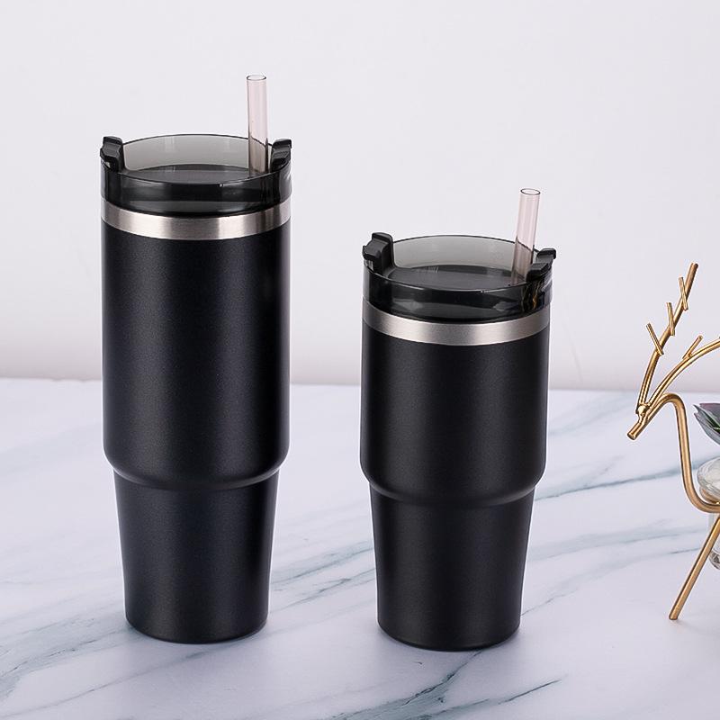 Car Cup, Double-layer Straw Cup, Vacuum Outdoor Car Cup, Thermal Insulation, Cold Insulation, Coffee Cup, Beautiful Appearance