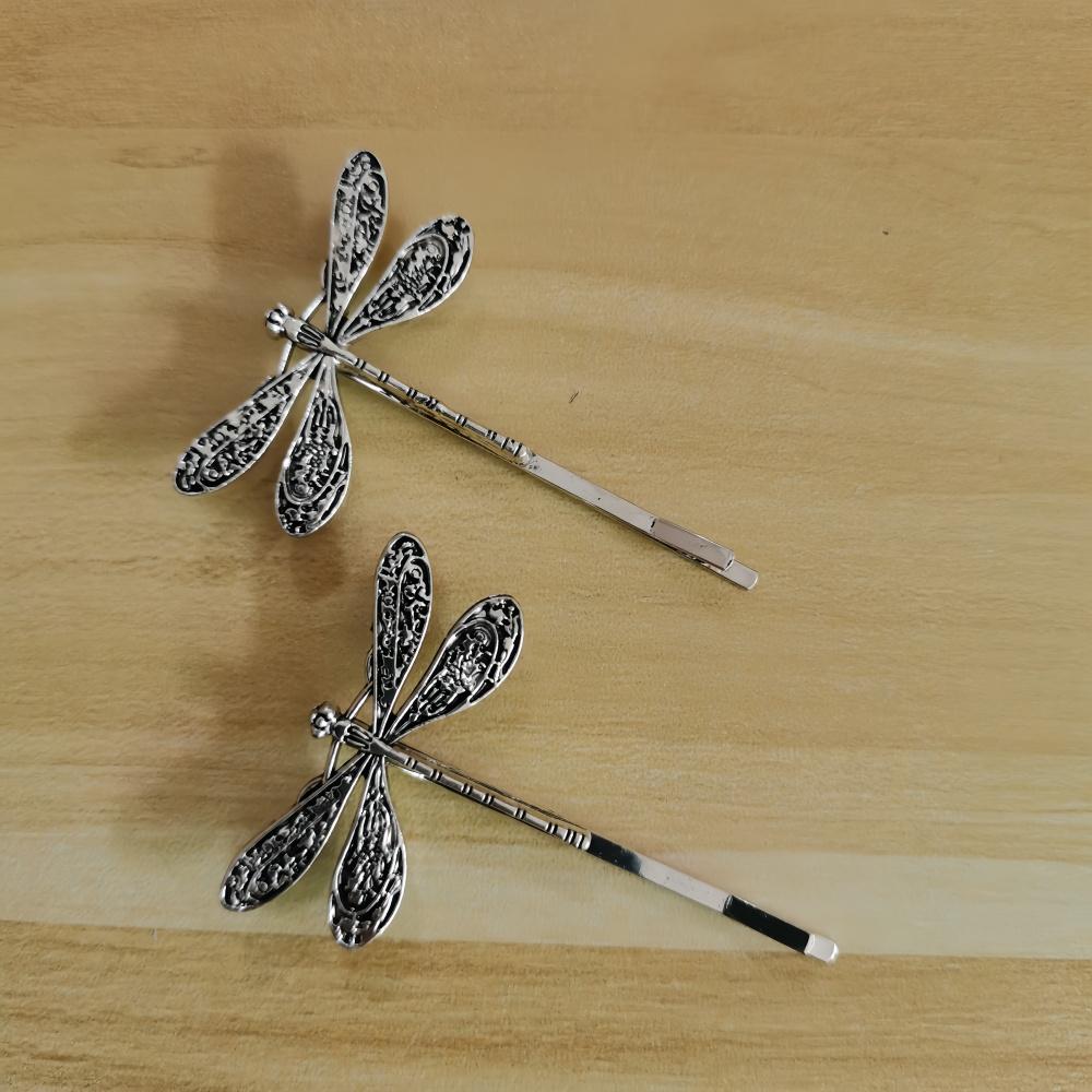 2Pcs/Set Fashion Vintage Dragonfly Barrettes Hairpin Hair Clips For Women Girls Headwear Bangs Side Hair Accessories Decorations