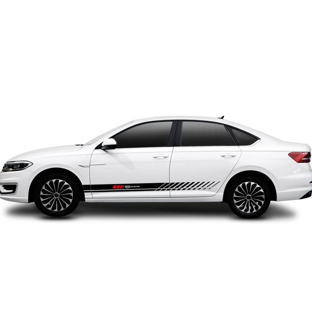 2PCS Car Body Sticker Vinyl Side Skirt Stripes Decals For Kia Sportage K2 K6 KX1 RIO Optima PV5 K4 K3 Ceed Sorento Picanto Forte CP6