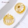 18K Gold Plated Earring Caps,Vintage Filigree Dome Bead Caps,Hollow Crown Earring Findings For DIY Jewelry Making Supplies
