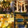 12Pcs Solar Powered Outdoor Hanging Lights Colorful LED Cracked Glass Ball Design Waterproof Pathway Lantern for Garden Decor