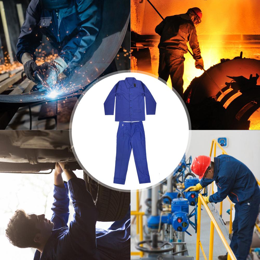 Wear Resisting Fireproof Welding Protective Clothing Suit Safety Welder Work Protection Blue(XL )