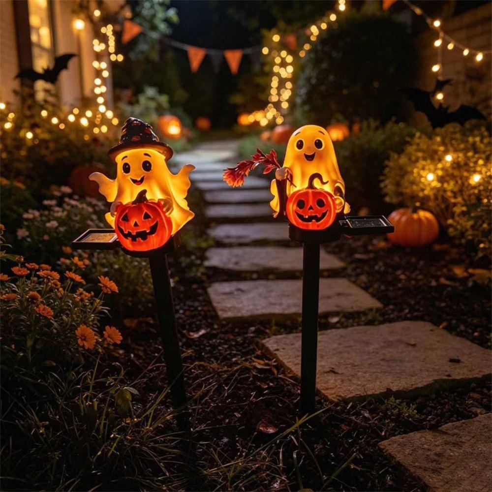 Resin Figurine Solar Halloween Lights Cute Garden Stake Light For Garden Courtyard Patio