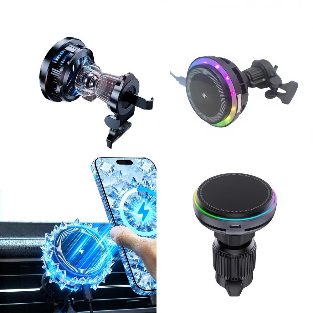 TEC Cooling Magnetic Wireless Car Charger Overheat Guard Cooling Fan Hook Clip Bracket for Vehicle Phone Charging Holder