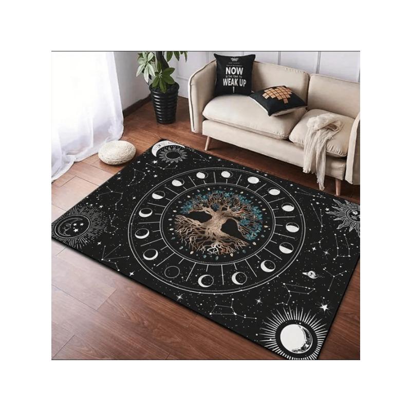 Exclusive Lunar Eclipse World Tree Pattern Carpet with Home for Living Room Bedroom Entryway Kitchen Bathroom Gaming Room Decor