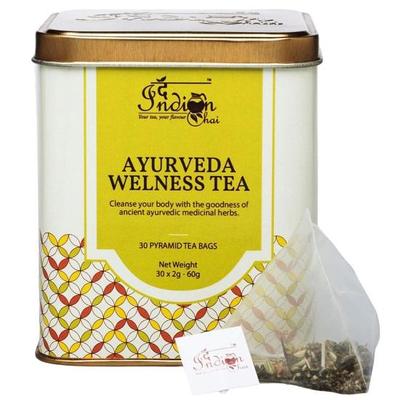 The Indian Chai - Ayurveda Wellness Tea 30 Pyramid Tea Bags for Full Body Detox, Bloating, Digestion