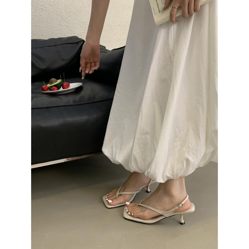 2025 summer new toe sandals design sense square head open toe stiletto sense fashion casual high heels women