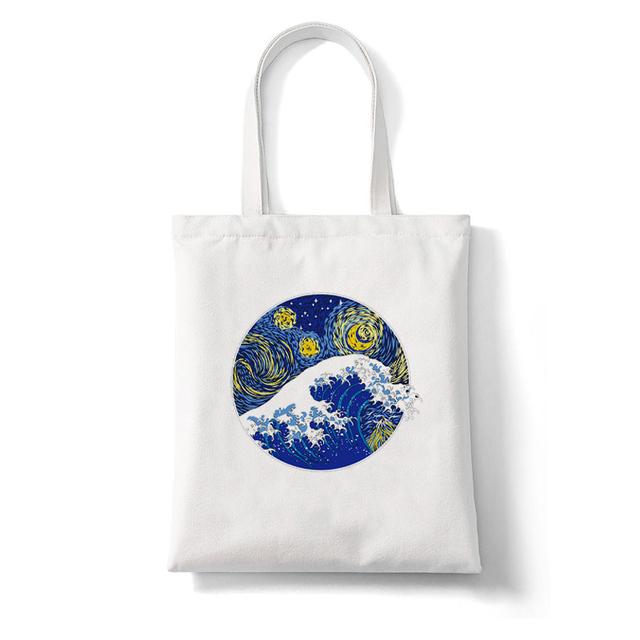 Women Shopper The Great Wave Kanagawa Printed Tote Bag High Capacity Harajuku Handbag Girl Shoulder Shopping Bag Lady Canvas Bag