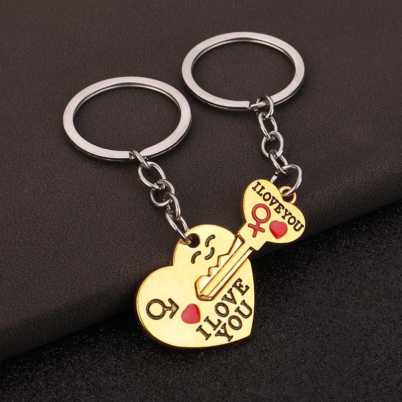 Silver Plated Lovers Gift Wedding Favors Couple My Heart Keychain Fashion Keyring Key Fob Creative Car Key Ring Accessories