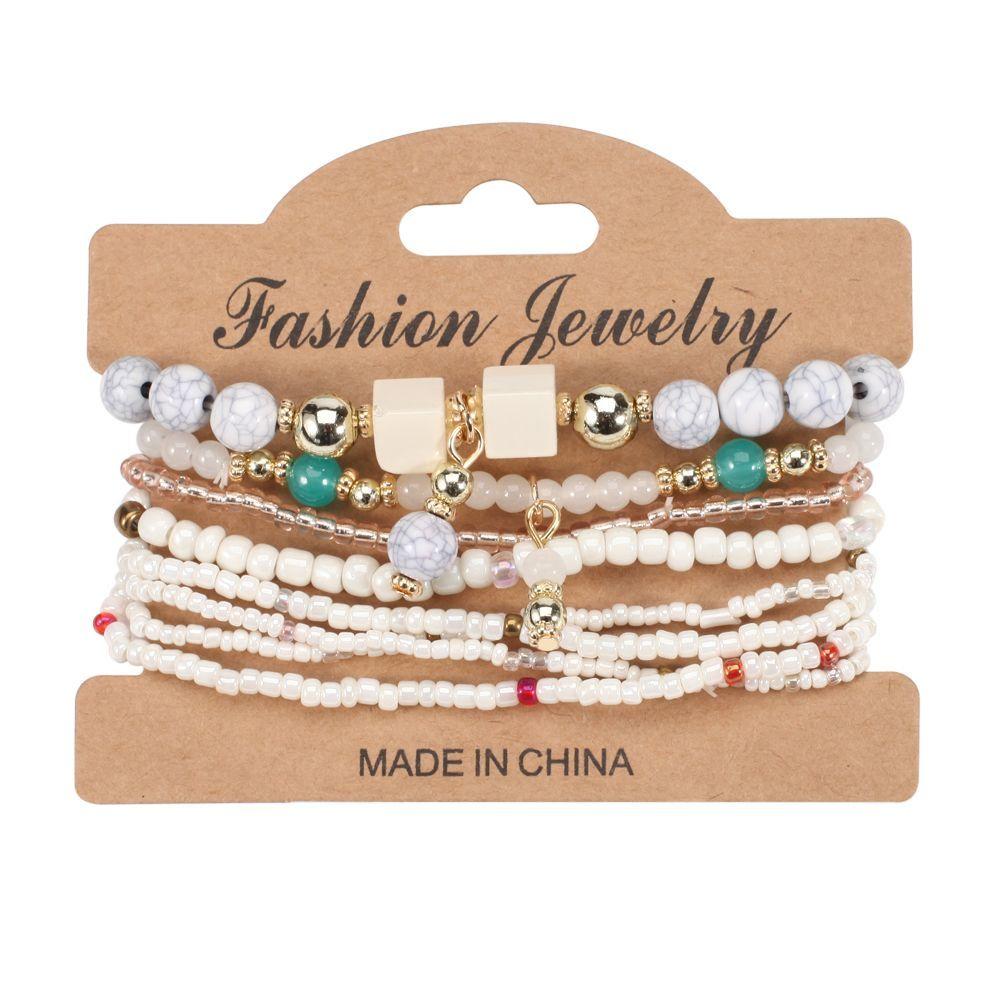 Bohemian Bracelet Vacation Bracelet Multi-strand Stretch Bracelet белый