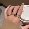 Maillard Retro Simple Zircon Geometric Tiger's Eye Ring Niche Index Finger Ring Fashionable Exquisite Jewelry