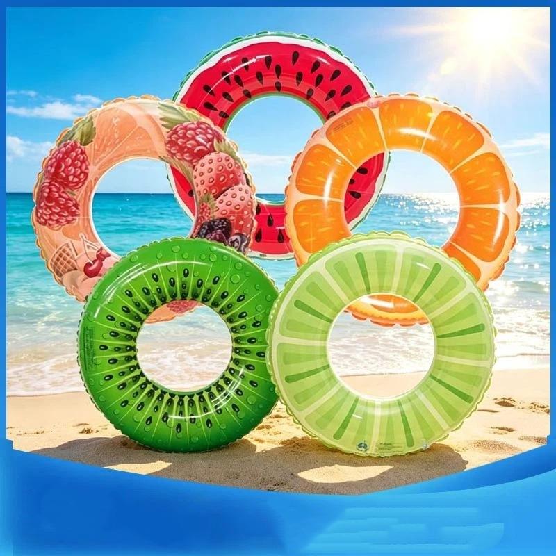 1Pcs Pool Float Fruit Inflatable Swim Ring Orange Tube Durable Pvc Float For Beach Lake Party Summer