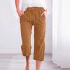 Frauen Hosen Jogginghose Einfarbig Gerade Weiche Elastische Taille Kordelzug Hosen Mitte der wade Länge Geerntete Hosen
