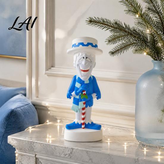 Classic Holiday Cartoon Characters Christmas LED Lighted Blow Molded Decoration Retro Character Porch Display Figure for Outdoor Yard Lawn,